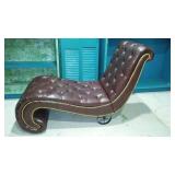 Faux Leather Button Tufted Chaise Lounge Chair