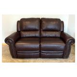 Brown Leather Duo Reclining Loveseat / Sofa