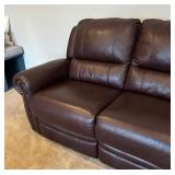 Brown Leather Duo Reclining Loveseat / Sofa