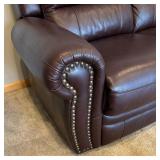 Brown Leather Duo Reclining Loveseat / Sofa