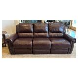 Beautiful Brown Leather Duo Reclining Sofa with Rivet Detailing