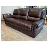 Beautiful Brown Leather Duo Reclining Sofa with Rivet Detailing