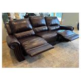 Beautiful Brown Leather Duo Reclining Sofa with Rivet Detailing
