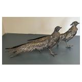 Two Beautiful Vintage Metal Pheasant Figurines