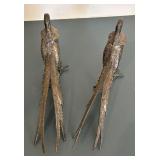 Two Beautiful Vintage Metal Pheasant Figurines