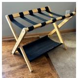 Folding Suitcase Stand Heavy Duty with Storage Shelf Portable Luggage Rack