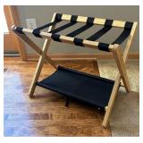 Folding Suitcase Stand Heavy Duty with Storage Shelf Portable Luggage Rack