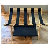 Folding Suitcase Stand Heavy Duty with Storage Shelf Portable Luggage Rack