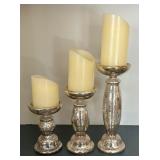 Set of Three Stylish Candle Holders with Battery Operated Candles