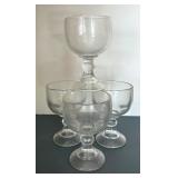 Four Thick Glass Footed Goblets