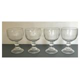 Four Thick Glass Footed Goblets