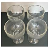 Four Thick Glass Footed Goblets