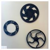 Variety of Vintage Decorative Items including Antique Adams Co. Cast Iron Round Metal Wall/Floor Grate Register