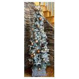 Beautiful 7 Foot Flocked Holiday / Christmas Tree with Variety of Ornaments