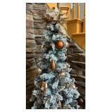 Beautiful 7 Foot Flocked Holiday / Christmas Tree with Variety of Ornaments