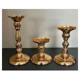 Set of Three Elegant Brass Candle Holders