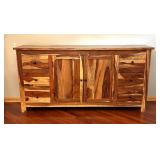 Natural Wood Design Buffett Server / Sideboard / Dual Tone Rustic Sideboard