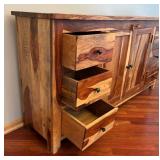 Natural Wood Design Buffett Server / Sideboard / Dual Tone Rustic Sideboard