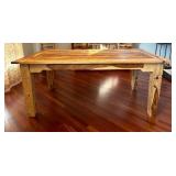 Beautiful Natural Dining Table with 6 Chairs / Rustic Style Two Tone Dining Room Table Set