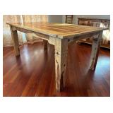 Beautiful Natural Dining Table with 6 Chairs / Rustic Style Two Tone Dining Room Table Set