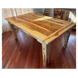 Beautiful Natural Dining Table with 6 Chairs / Rustic Style Two Tone Dining Room Table Set