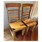 Beautiful Natural Dining Table with 6 Chairs / Rustic Style Two Tone Dining Room Table Set