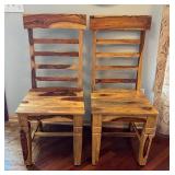 Beautiful Natural Dining Table with 6 Chairs / Rustic Style Two Tone Dining Room Table Set