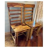 Beautiful Natural Dining Table with 6 Chairs / Rustic Style Two Tone Dining Room Table Set