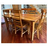 Beautiful Natural Dining Table with 6 Chairs / Rustic Style Two Tone Dining Room Table Set