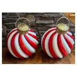 Giant Decorative Christmas Ornament Figurines / Decorative Peppermint Striped 24" Christmas Ornaments