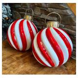 Giant Decorative Christmas Ornament Figurines / Decorative Peppermint Striped 24" Christmas Ornaments