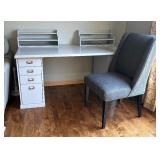 Five Piece White Desk with Chair