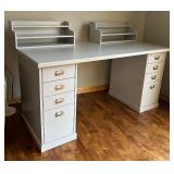 Five Piece White Desk with Chair