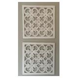 Decorative Cathedral Style White Wall Mirror with Four Decorative Panels