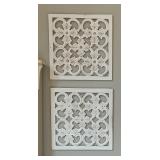 Decorative Cathedral Style White Wall Mirror with Four Decorative Panels