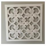 Decorative Cathedral Style White Wall Mirror with Four Decorative Panels