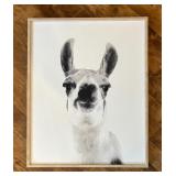Framed Cute Black and White Llama / Alpaca Print