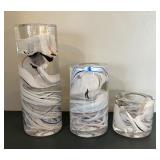 Kosta Boda Three Piece Anna Ehrner Colonne Candlesticks