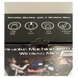 Karaoke Machine with Two Wireless Microphones Portable Machine, New In Box