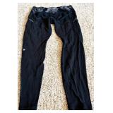 Three Pairs of Lulu Lemon Leggings in Navy, Black and Black with White & Blue Stripes