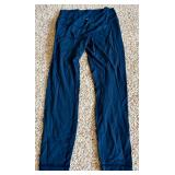 Three Pairs of Lulu Lemon Leggings in Navy, Black and Black with White & Blue Stripes