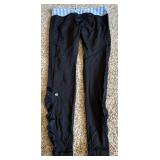 Three Pairs of Lulu Lemon Leggings in Navy, Black and Black with White & Blue Stripes