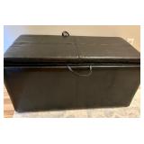 Espresso Faux Leather Storage Ottoman with Reversible Tray