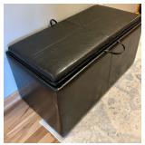 Espresso Faux Leather Storage Ottoman with Reversible Tray