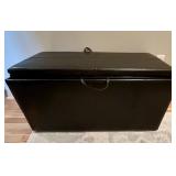 Espresso Faux Leather Storage Ottoman with Reversible Tray