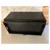 Espresso Faux Leather Storage Ottoman with Reversible Tray