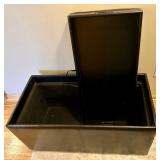 Espresso Faux Leather Storage Ottoman with Reversible Tray