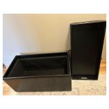 Espresso Faux Leather Storage Ottoman with Reversible Tray