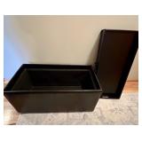 Espresso Faux Leather Storage Ottoman with Reversible Tray