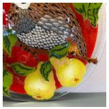 Vintage Signed Peggy Carr Pheasant & Pears Fused Glass Plate